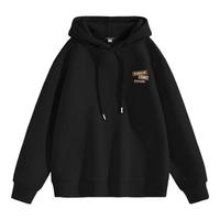 真维斯美式卫衣男连帽2024春秋季重磅潮牌宽松男款百搭外套B 黑(三褐色标X） XL