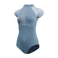 三沙（sansha）芭蕾舞服女 高领短袖连体服舞蹈练功服淡蓝形体服 淡蓝灰 S