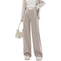 米度丽 裤夏季外穿低腰阔腿裤糯米裤休闲直筒裤装春装 燕麦色 L