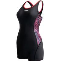 洲克泳衣女连体平角专业竞技显瘦温泉泳衣122501408 黑/玫花3XL