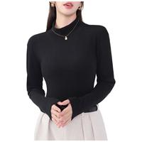莫代尔德绒半高领打底衫女加绒加厚磨毛打底衣秋冬修身长袖保暖内搭上衣
