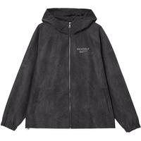 杰克·琼斯（JACK&JONES）25年男装短款连帽外套男春夏款高街宽松扎染下摆抽绳休闲夹克男士 E40黑色 L
