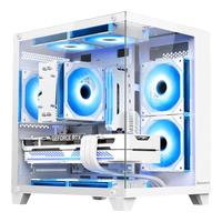 航嘉（Huntkey）V320初恋 全景版海景房机箱 台式电脑机箱（双面钢化玻璃/左右分区/240水冷/7风扇位/M-ATX主板 ） V320初恋全景版-白色