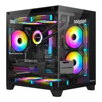 航嘉（Huntkey）V320初恋 全景版海景房机箱 台式电脑机箱（双面钢化玻璃/左右分区/240水冷/7风扇位/M-ATX主板 ） V320初恋全景版-黑色+5个暮光ARGB风扇