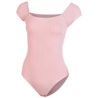 三沙（sansha）芭蕾舞服女夏舞蹈练功服高弹力短袖一字领高跨连体服 皮粉色 2XL XXL