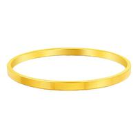 玉相伴黄金手镯 足金9999时尚简约拉丝实心黄金素圈方镯筷子金镯女 52圈口:金重16.4克(4mm)