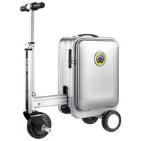 爱尔威 电动行李箱可骑行登机拉杆箱可坐代步旅行箱20英寸男女 伸缩豪华版-银色