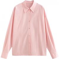 初语后背系扣收腰衬衫女2025年春季凉感莱赛尔衬衣樱花粉上衣 樱花粉 M