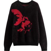 初语福运锦鲤毛衣新中式国风针织衫女2024年秋冬圆领宽松上衣 黑色 常规 S