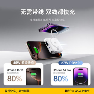  W&P 磁吸快充 充电宝 双线 AC插头