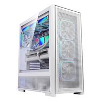 爱国者 扶摇百里 电脑机箱台式机ATX大板360水冷网孔散热电竞游戏台式主机箱 白色+极光ARGB风扇4正叶