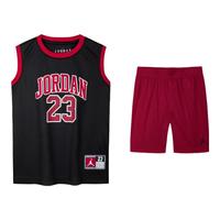 JORDANJordan耐克AJ童装儿童套装背心短裤两件套篮球运动服 正黑色/乔丹红 120 /60(6)