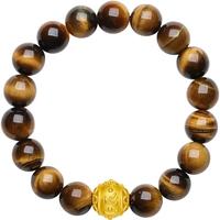 周六福 520  黄金手链男款硬金六字真言木变石虎眼石手串 定价 1.09g
