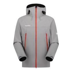 MAMMUT Winterfield 男士户外连帽防泼水保暖抓绒夹克软壳衣 钢灰-猛犸红 L