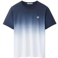 HLA海澜之家短袖T恤男中华大地纯棉渐变圆领短袖男HNTBJ2Y427A 深蓝渐变EG 3XL 190/104A 182~196斤
