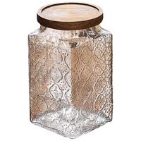 青苹果复古海棠花玻璃密封罐食品级储物罐茶叶罐【相思木盖】1400ml 升级相思木储物罐 1400ml