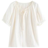 范思蓝恩法式气质通勤衬衫上衣女2024夏松弛自然感小衫18047 米色 XS