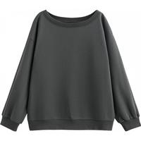 初语 斜肩设计感闪光卫衣女2025年春季深灰色宽松小众套头上衣 深灰色 L