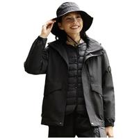 熊猫相伴冲锋衣女三合一可拆卸羊毛内胆春秋冬季小个子黑色外套防风衣