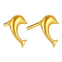 周六福 ZHOU LIU FU足金999黄金耳钉女款海豚计价AA096007 约0.79g 一对