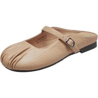 意尔康女鞋穆勒鞋2025春夏休闲低跟半拖鞋玛丽珍单鞋泡芙鞋子女 杏色 38