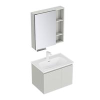 PLUS会员：九牧 JOMOO 浴室柜 陶瓷一体盆抗菌洗脸盆柜组合冷灰70cm A2741-13LD-5