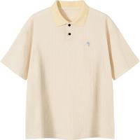 PSO Brand【品质肌理】老钱风小熊刺绣针织纹短袖POLO男女款上衣 奶油卡其 Khaki S