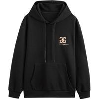 GXG男装  双色挺阔连帽老花logo绣花卫衣GEX13119263 黑色 2XL