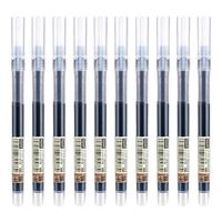 lopet乐派黑笔直液式走珠笔速干签字笔 0.5mm中性笔全针管碳素笔商务会议办公刷题考试水笔10支LT-0091 经典拔帽款-10支黑