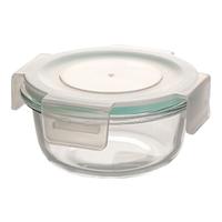 妙厨伦耐热微波炉玻璃饭盒透明玻璃保鲜盒饭盒密封便当冰箱收纳盒玻璃碗 200ml圆无隔断