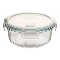 妙厨伦耐热微波炉玻璃饭盒透明玻璃保鲜盒饭盒密封便当冰箱收纳盒玻璃碗 400ml圆无隔断