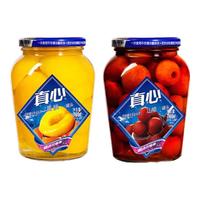 真心黄桃罐头糖水水果罐头760g*2玻璃瓶装休闲零食甜点夜宵小吃 黄桃+山楂 760g/罐