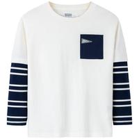 Levi's李维斯儿童装长袖T恤春秋款男童上衣中大童纯棉假两件打底衫 糖果白 130 /64 【身高116-122cm】