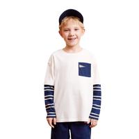 Levi's李维斯儿童装长袖T恤春秋款男童上衣中大童纯棉假两件打底衫 糖果白 150 /72 【身高140-152cm】