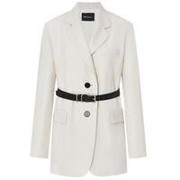 宽肩廓形羊毛混纺西装外套女装