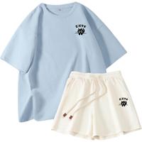 MJ STYLE夏日清凉套装女2025夏季宽松潮流高腰凉感时尚套装短袖三分裤