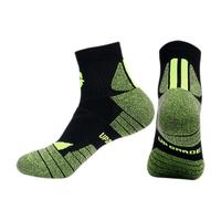 阿格莱德男女户外运动袜越野登山袜吸湿排汗专业防磨防滑脱徒步袜3双 M黑绿色3双 夏季