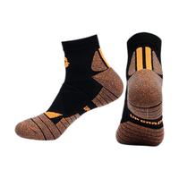 阿格莱德男女户外运动袜越野登山袜吸湿排汗专业防磨防滑脱徒步袜3双 L黑桔色3双 夏季