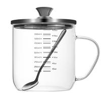 高硼硅玻璃杯水杯家用食品级耐高温杯子牛奶咖啡刻度杯带盖办公室