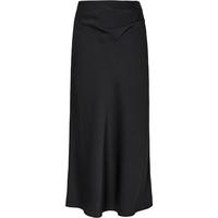 红袖垂感缎面半身裙秋季2024女装小众显瘦气质压褶侧拉中长鱼尾裙 黑050 M