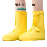 正雨雨鞋套防雨鞋套防滑耐磨加厚儿童鞋套便携式雨靴成人男女防水鞋 【高筒】 黄色 均码 【40-42码】