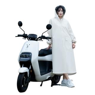 正雨雨衣长款一体式全身防暴雨成人男女加大风衣式单人电动车骑行雨披 椰果白【大帽檐】【拉链+按扣】 L【适合身高160-170】当天】