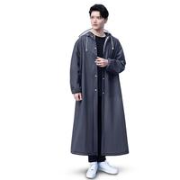 正雨雨衣长款一体式全身防暴雨成人男女加大风衣式单人电动车骑行雨披 黑色【双帽檐】拉链+按扣+口袋 XL【适合身高170-180】当天