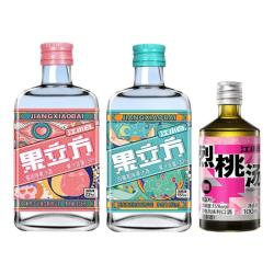 江小白 果立方果酒 15-23度果汁酒 蜜桃白葡萄微醺风味水果酒 蜜桃葡萄 168mL 2瓶 烈桃酒100ml1瓶