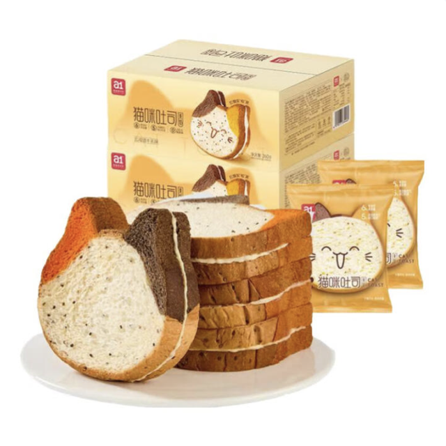 a1 猫咪吐司整箱营养早餐 吐司牛乳味12包(360g/箱）