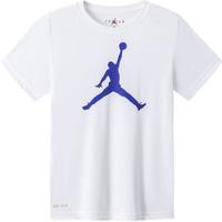 NIKE JORDAN 耐克AJ童装男童DRI-FIT速干短袖T恤2025夏季儿童运动上衣 白色/玛丽娜蓝【速干科技】 150 /72 【身高140-152cm】