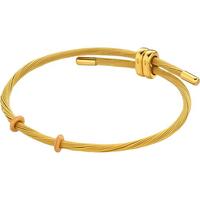 周大福 黄金色钢丝手绳配双金属调节扣男女 21.25cm  AX159