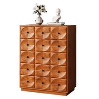 木鹆中古风斗柜客厅柜子卧室储物柜复古抽屉柜高低玄关柜全黑款五斗柜