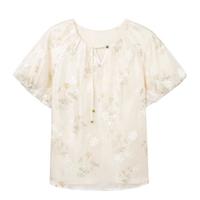 新中式国风雪纺衬衫女夏款泡泡袖减龄气质上衣