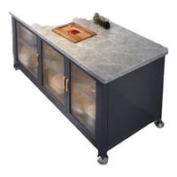 锦需岩板厨房置物架落地多层功能靠墙家用收纳柜餐边工作台储物橱柜子 煅烧岩板台面 枪灰色60x40x80cm